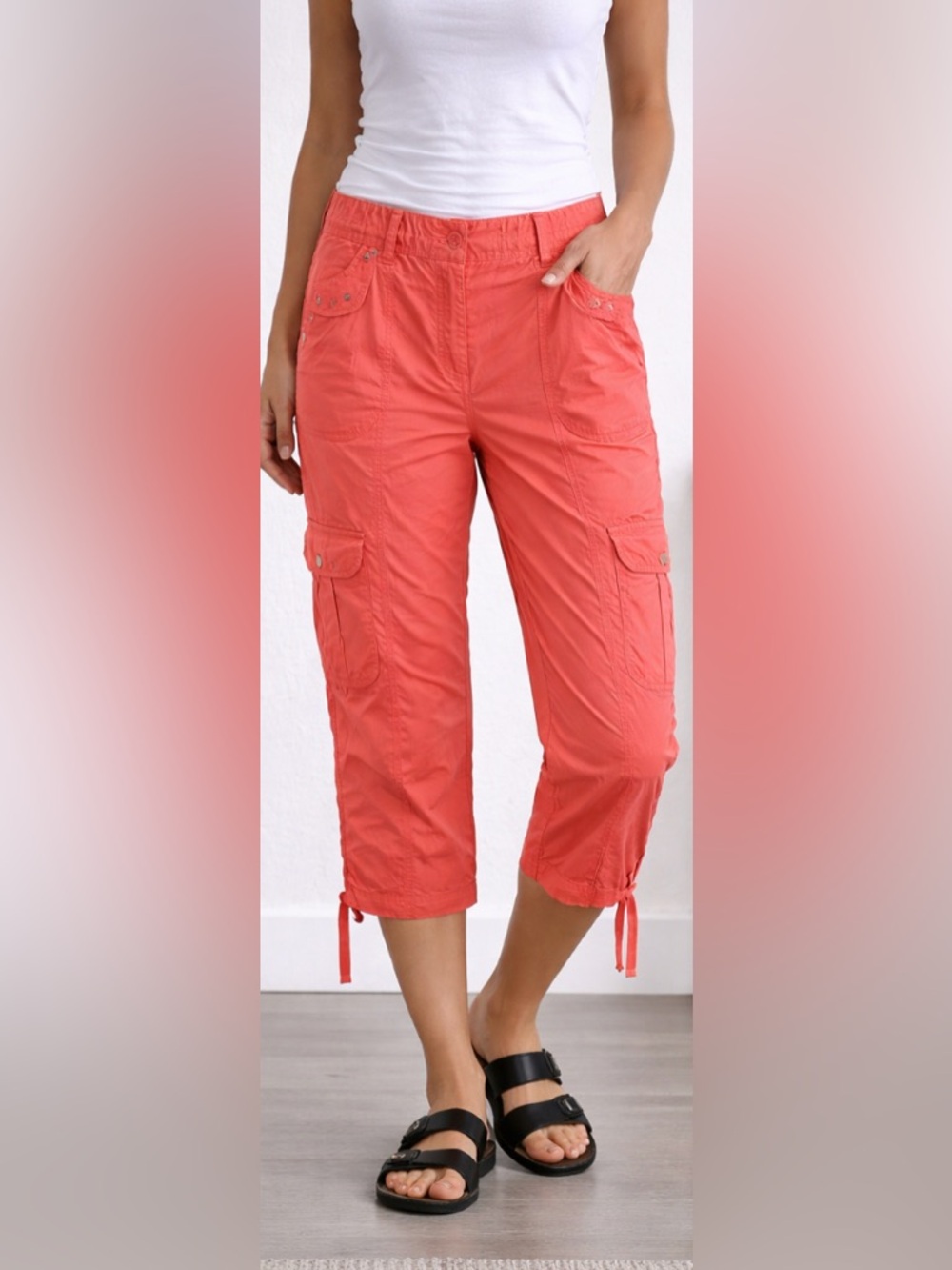 Chico’s Coral Cargo Capri Pants Size 0 | Lightweight Utility Style